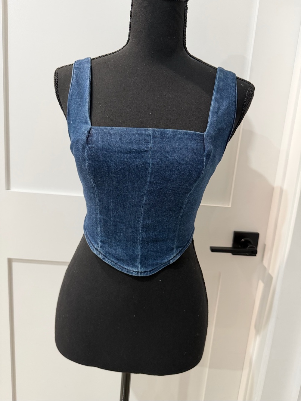 Dynamite Denim Corset Bustier Crop Top Blue Size XXS Y2K